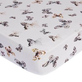 Fitted sheet baby crib fika butterfly Offwhite