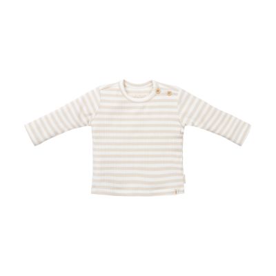Little Dutch Stripe T-shirt - Lange Mouw - Mt. 68 – Zand/Wit