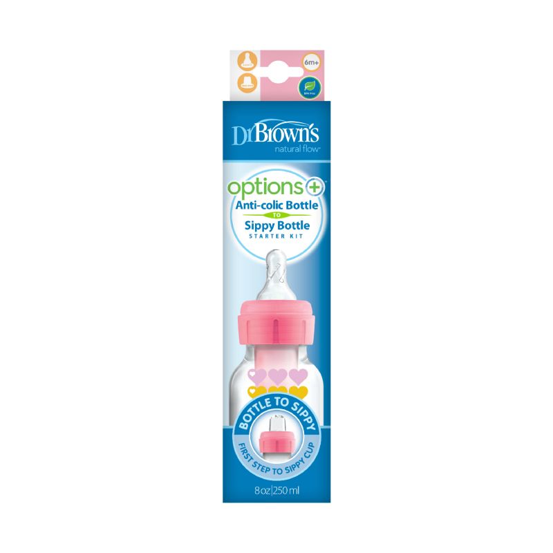 Dr. Brown's Options+ Kit Fles Sippy Smal Roze